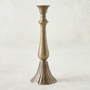 Magnolia: Large Antiqued Brass Candleholder