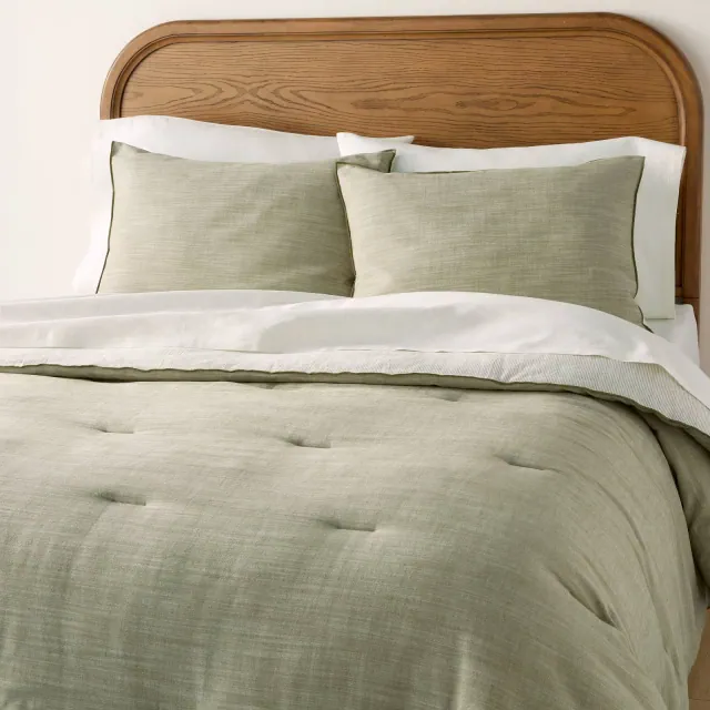 3pc King Reversible Duvet Cover Set Green - Hearth & Hand™ with Magnolia