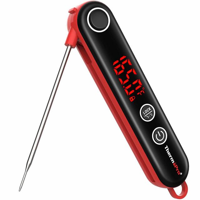 ThermoPro TP18SW Digital Instant Read Meat Thermometer Super Fast Thermocouple for Kitchen Cooking Smoker Grilling BBQ Thermometer in Red