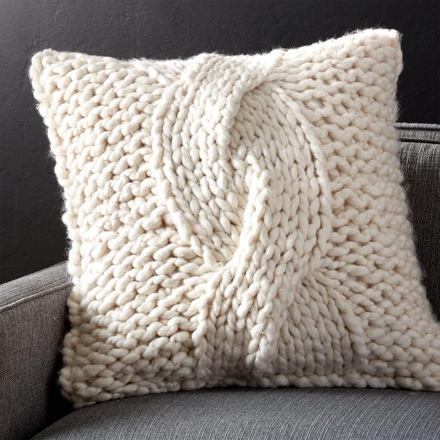 Cozy Knit Ivory 23" Pillow with Down-Alternative Insert