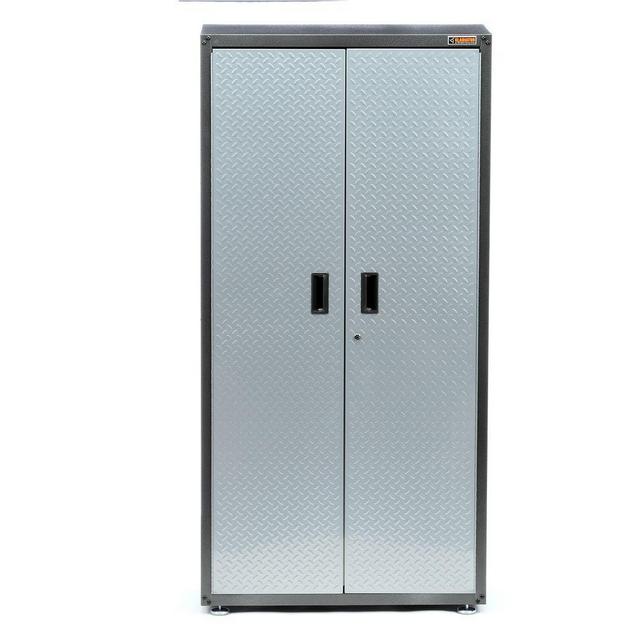 Ready-to-Assemble 72 in. H x 36 in. W x 18 in. D Steel Freestanding Garage Cabinet in Silver Tread