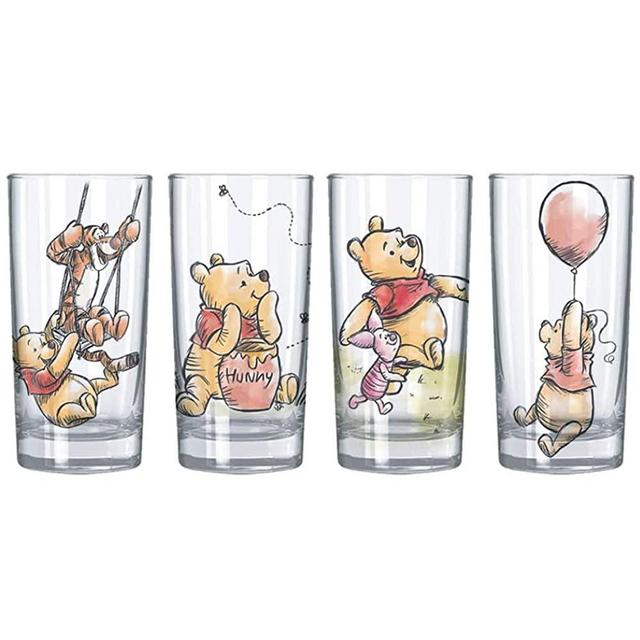 Silver Buffalo Winnie the Pooh Piglet Tiger Hunny 4pc. 10oz. Tumbler Glass Set, multicolor (WTP51561)
