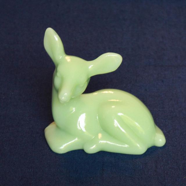 Jadeite Deer or Fawn by Mosser Glass,...