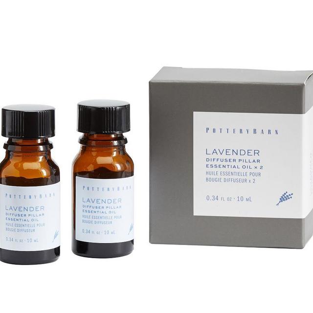 Flickering Flameless Oil Diffuser Pillar Candle Essential Oil, Lavender, 0.34oz, Set of 2
