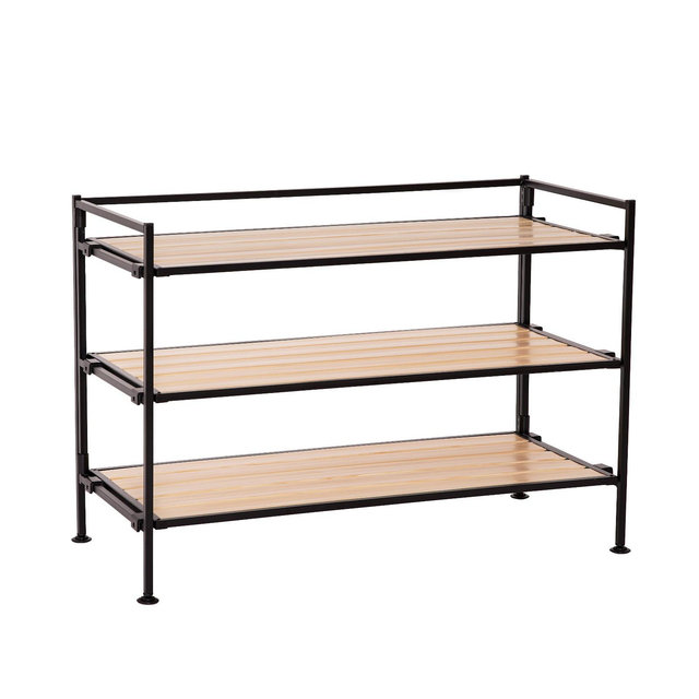 Seville Classics 12-Pair 3-Tier White Oak Resin Sturdy Metal Shoe Rack