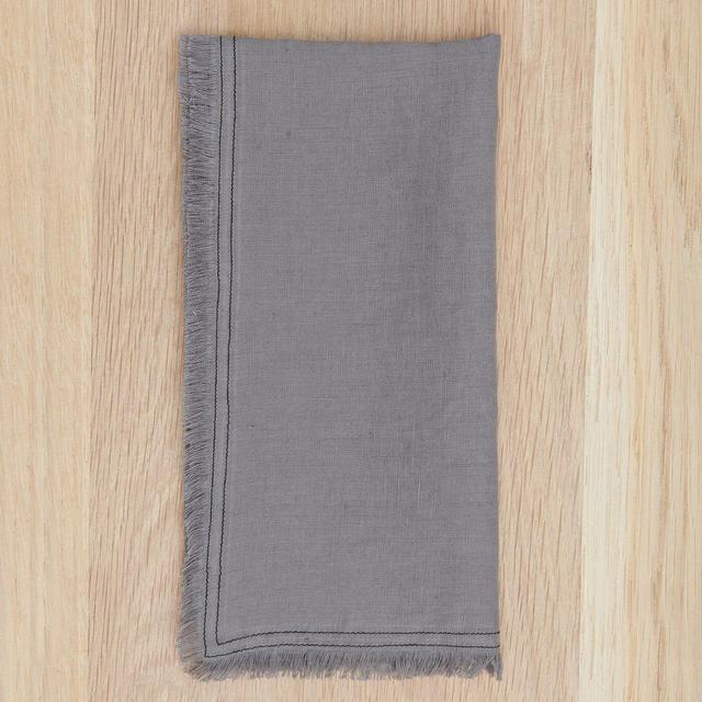 Frayed Linen Napkin in Charcoal