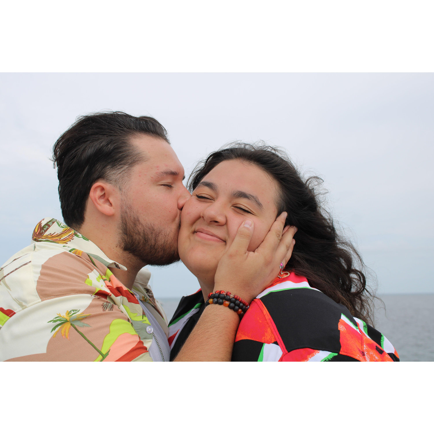 A kiss on our trip to St. Michigan Beach!