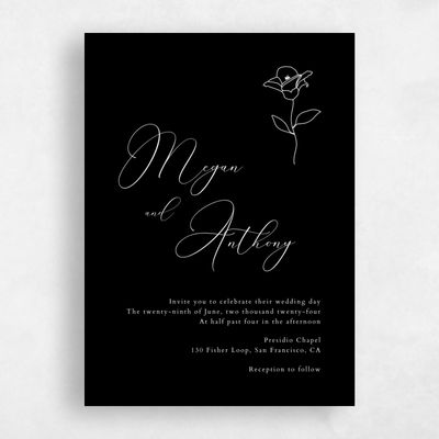 Black Floral Wedding Invitation - Belencito Classic