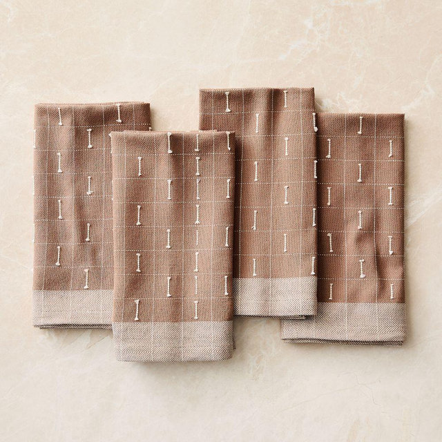 Delicate Grid Napkins, Brick, Set of 4