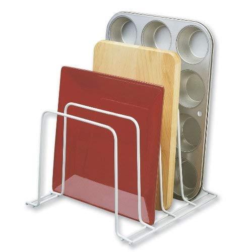 Better Houseware Multi-Purpose White Large Kitchen and Office Organizer, 10.75” x 10.25” and 7.5” H – Provides 4 White Coated Steel Divider Slots to Store Placemats, Cutting Boards or Cookie Sheets