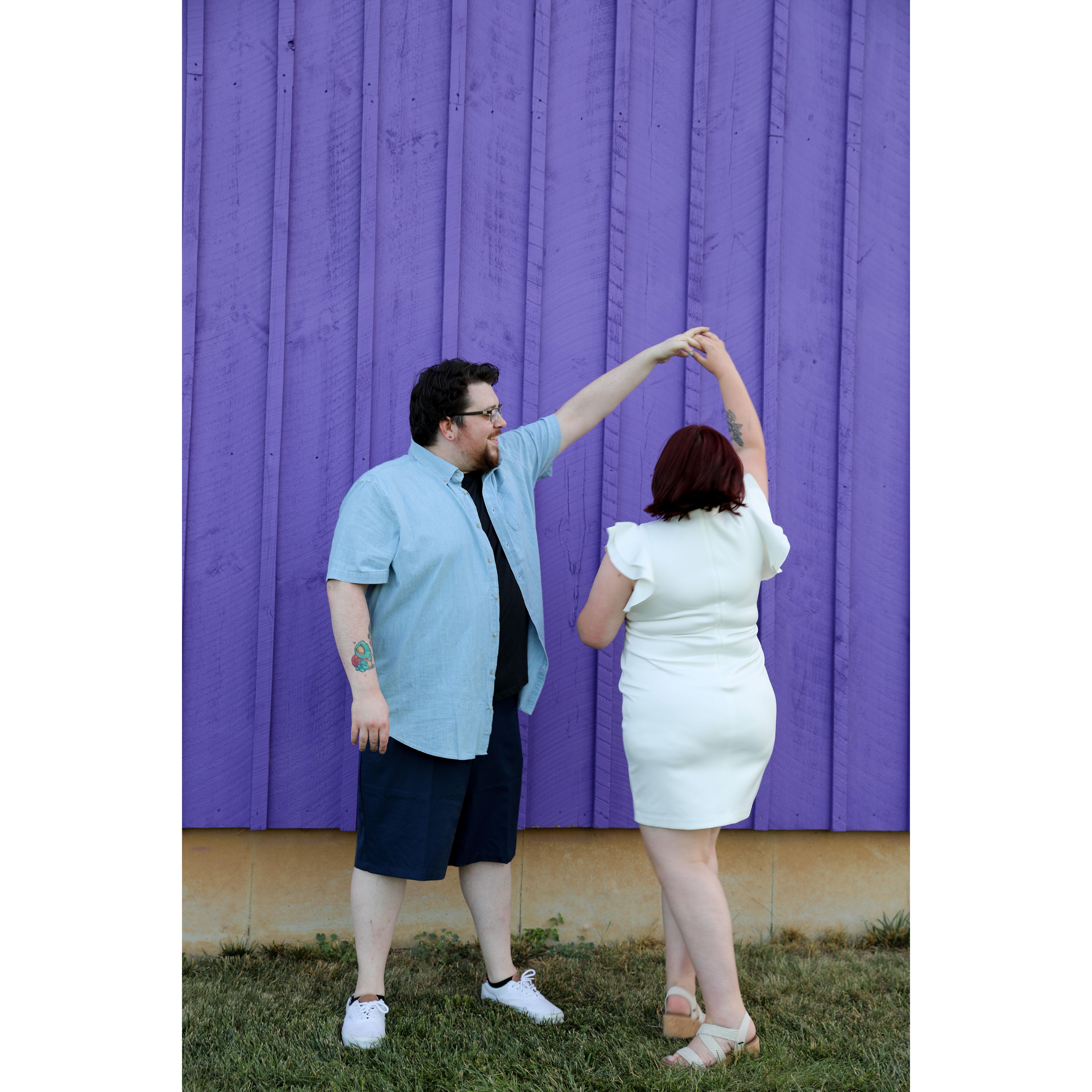 Engagement photoshoot at Sunset Ridge Lavender Farms. Photographer was Bloom Photography, LLC
