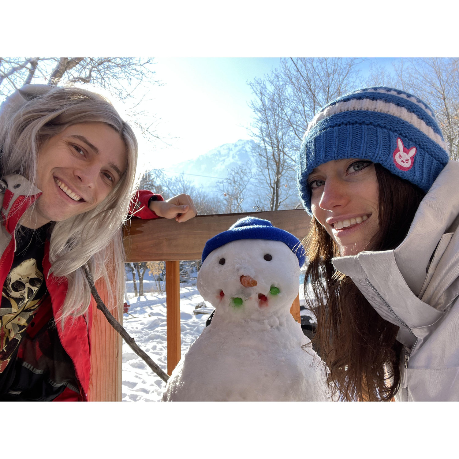 Sam's first snowman as an adult woman