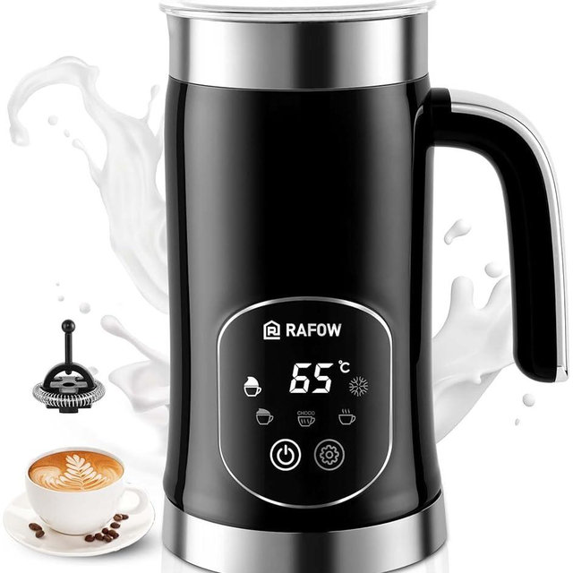 5-in-1 Milk Frother and Steamer - Upgraded Automatic Milk Steamer 11.8oz Hot & Cold Foam Maker and Milk Warmer with LED Display Touch Screen for Coffee,Latte,Cappuccino,Hot Chocolate,Silent Working
