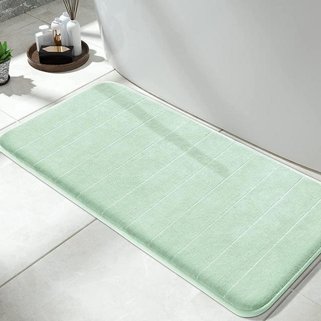 Yimobra Memory Foam Bath Mat Large Size, 44 x 24 Inches,Soft and Comfortable, Super Water Absorption, Non-Slip, Thick, Machine Wash, Easier to Dry for Bathroom Floor Rug, Pale Green