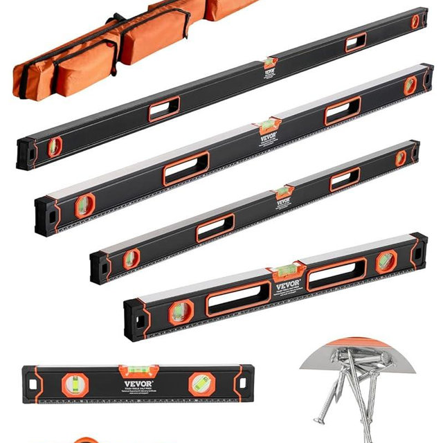 VEVOR 6-Piece Torpedo Level, 78/48/32/24/16/10 Inch All Magnetic Levels Set, Bubble Vials Ruler for 45/90/180 Degree, Aluminum Alloy Magnetic Box Leveler Tool, Shock-Resistance, SAE and Metric Scale