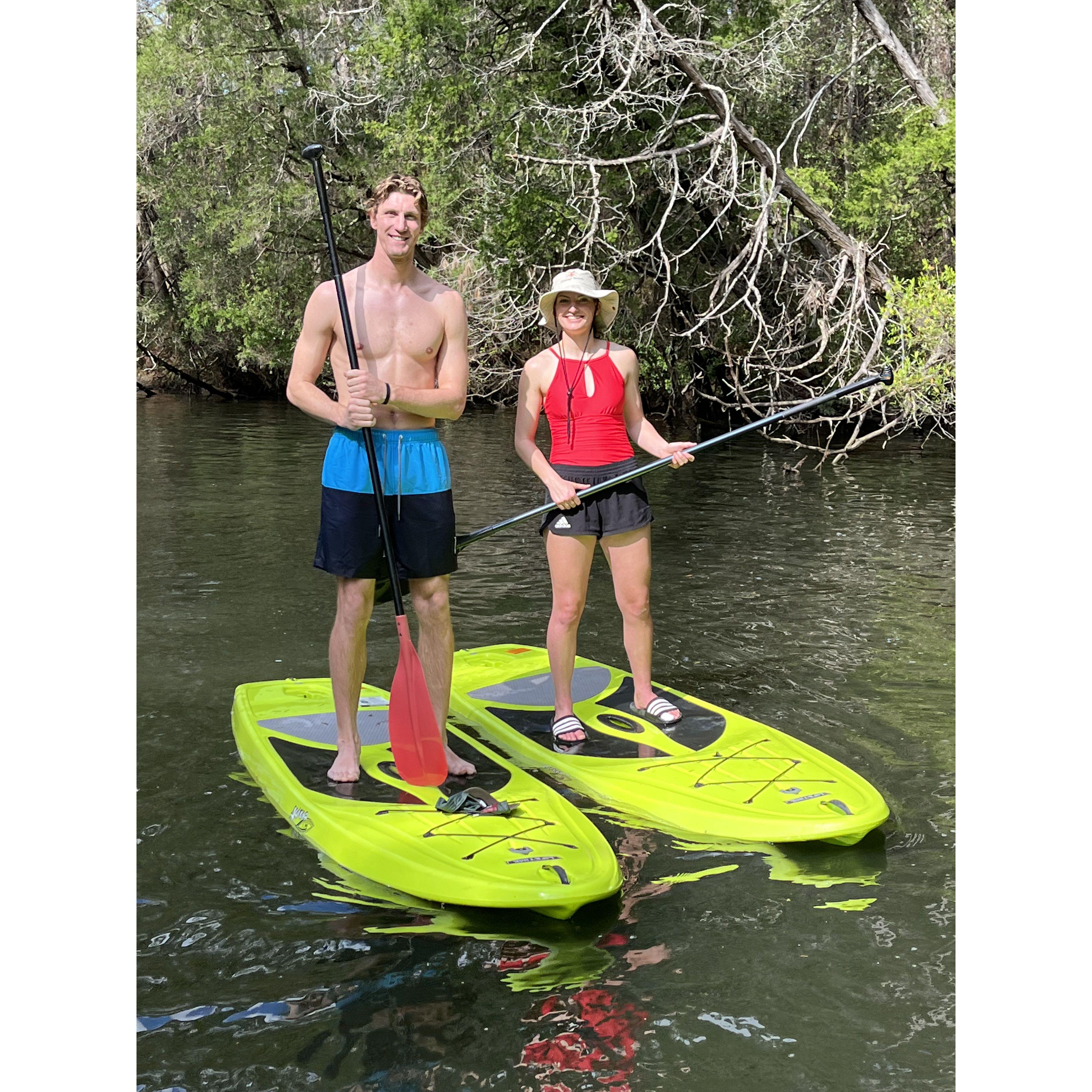 Paddle boarding on our group Spring Break trip