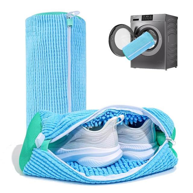 Shoe Washing Machine Bag: Laundry Shoe Bag for Washer and Dryer - 2pc Reusable Shoe Cleaning Bag for Sneaker Tennis Shoes Unstain Cleaner Kit (Blue 2pcs)