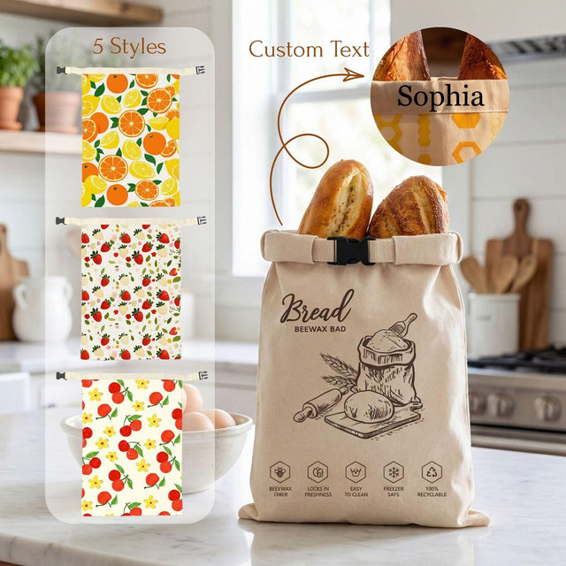 Beeswax Bread Bags For Sourdough Bread, Eco-Friendly Sustainable Storage, Gift for Baking Friends