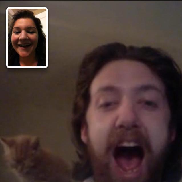 FaceTiming when Tiny Roger was falling asleep.