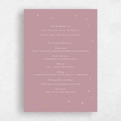 Dusty Rose, Pink Wedding Program - Emery Foil