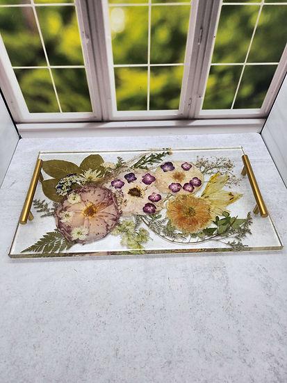 18" x 10" Pressed Flower Serving Tray