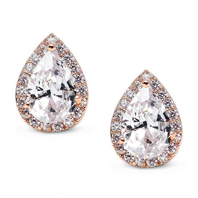 SWEETV Teardrop Bridal Earrings for Wedding, Prom - Elegant Cubic Zirconia Stud Earrings for women, brides, bridesmaids
