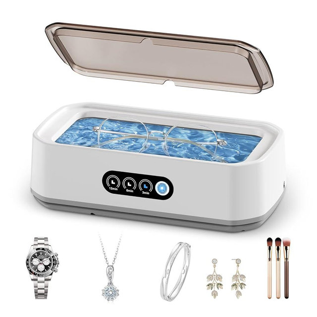 Ultrasonic Jewelry Cleaner,49KHz Ultrasonic Jewelry,Glasses,Rings,Watch Bands Cleaner,3 Modes with Digital Timer,22oz(650ML),304 Stainless Steel Water Tank