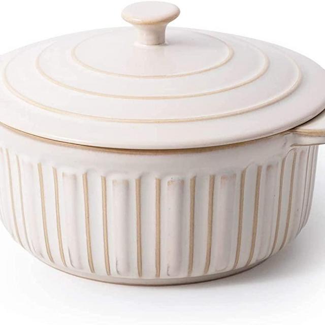 FE Casserole Dish, Ceramic Rome Pillar Bakeware with Cover, 1.7 Quart Baking Dish with Reaction Glaze for Daily Use