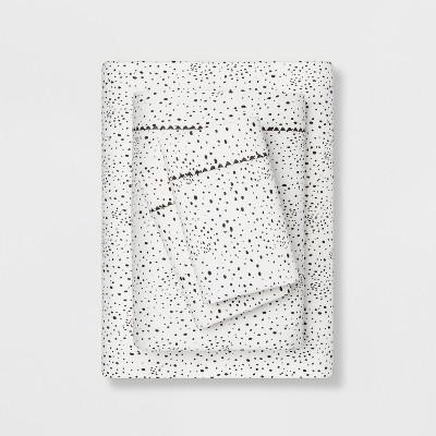King 400 Thread Count Dotted Print Cotton Performance Sheet Set White/Black - Opalhouse&#153;