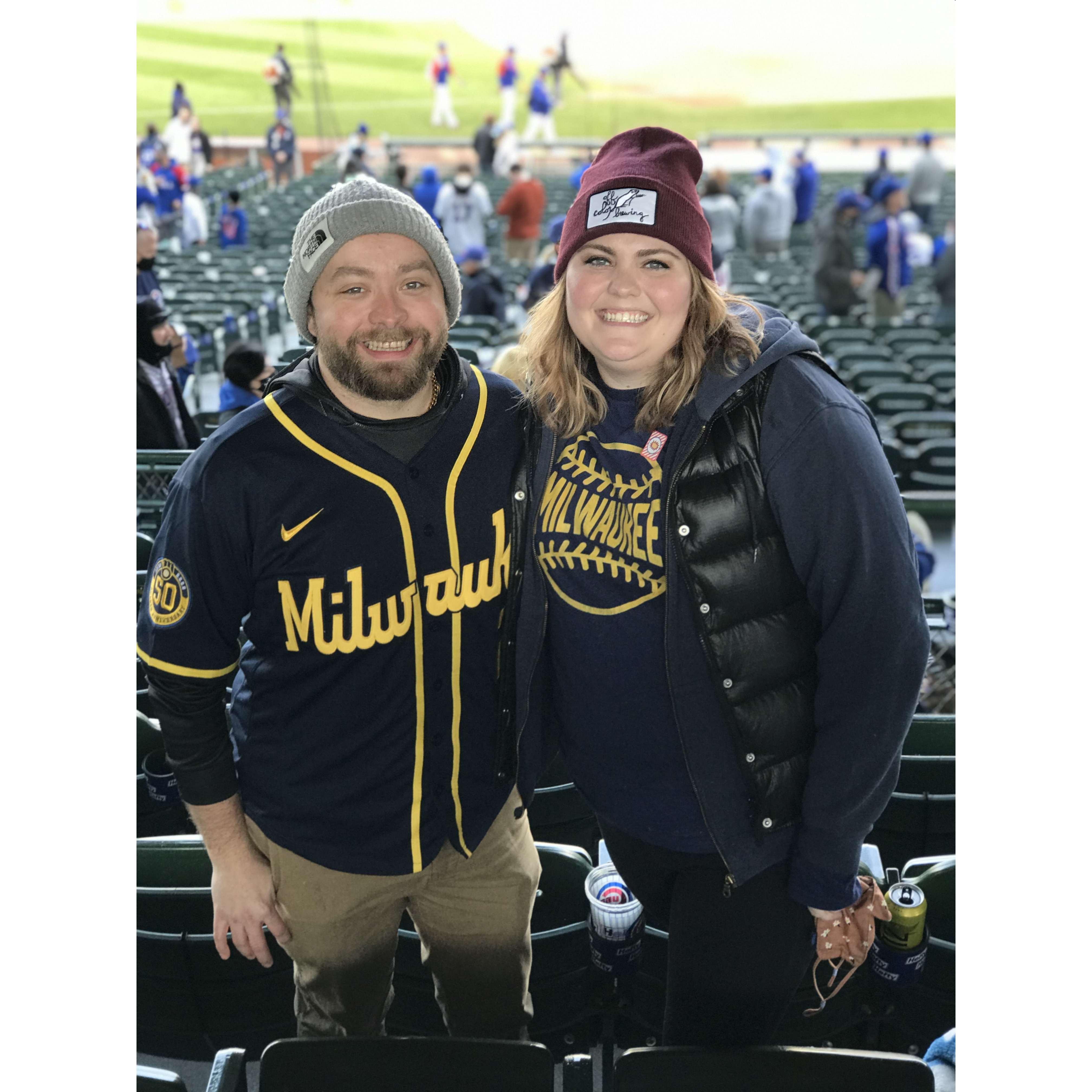 Celebrating Jay's 29th Birthday in his favorite way possible, at a Brewers game!