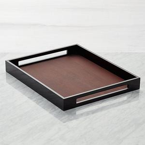 Grant Black and Wood Rectangular Serving Tray