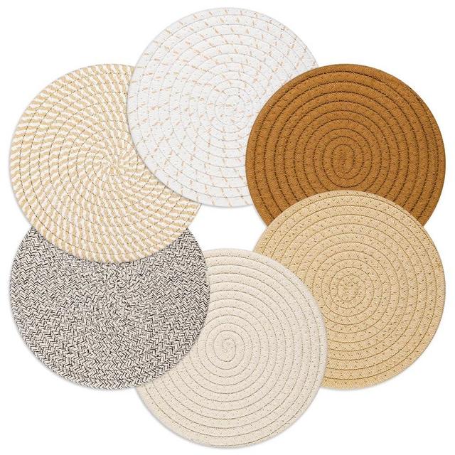 Billbotk 8" Trivets for Hot pots and Pans, 6 Heat Resistant Hot Pads, Pot Holders for Kitchen, Hot Plate Mats for Table, Kitchen Decor for Counter, Home Essentials, Farmhouse