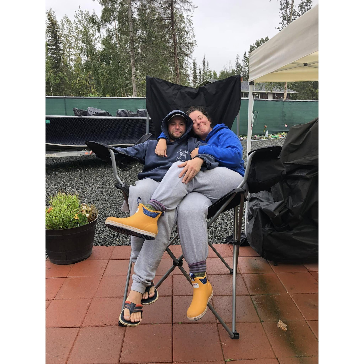 The $20 giant chair lives in Poachers Cove, but also had a spot in our living room for awhile