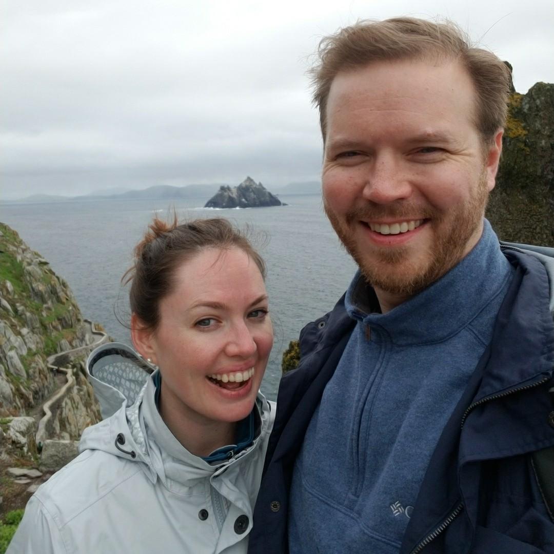 On top of Skellig Michael in Ireland, featured in the new Star Wars trilogy. On Molly's dream vacation, she wanted to give Martin something special for him too.