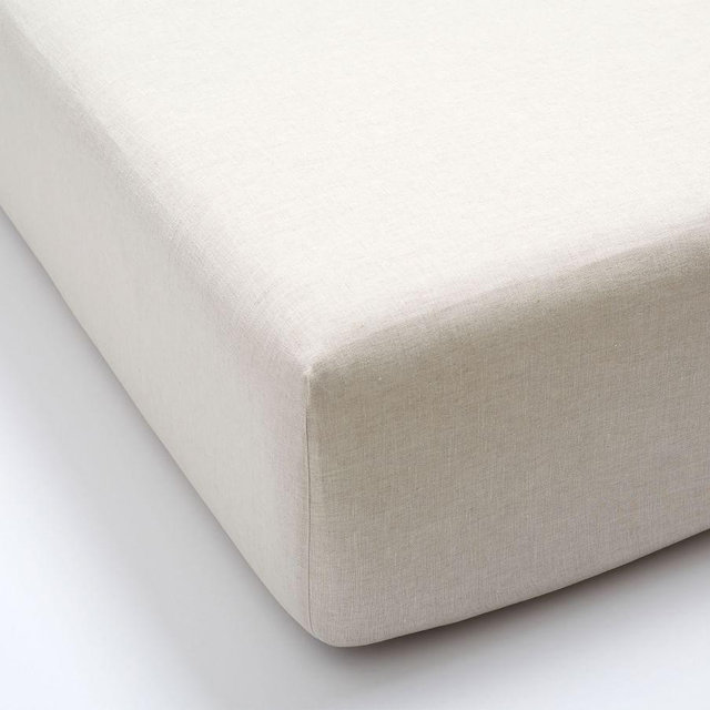 Belgian Flax Linen Fitted Sheet, Queen, Flax