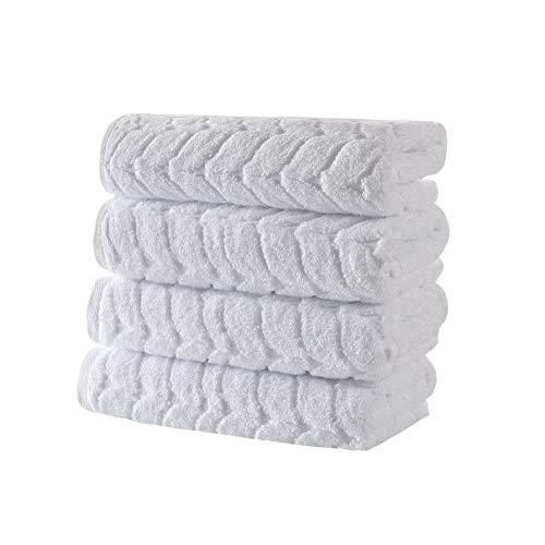 Bagno Milano Jacquard-Woven Towels – Ultra-Absorbent & Fast-Drying Spa Towels – Non-GMO Turkish Cotton Towels – Durable & Plush Luxury Towels – Eco-Friendly Towels (White, 4 pcs Hand Towel Set)