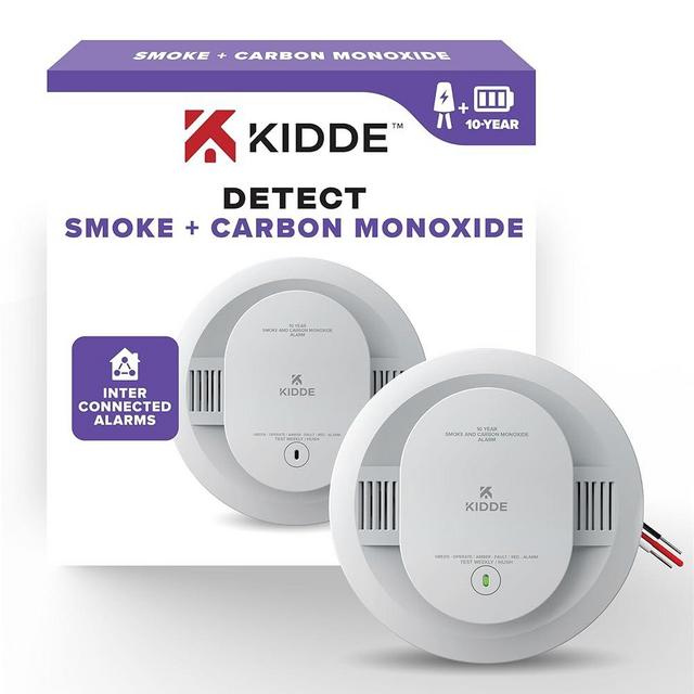 Kidde Hardwired Smoke & Carbon Monoxide Detector, 10-Year Battery Backup, Interconnectable LED Warning Light Indicators