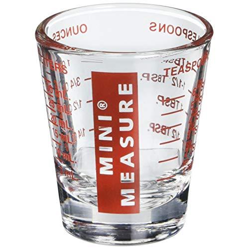 Kolder 13211 Mini Measure Heavy Glass, 20-Incremental Measurements Multi-Purpose Liquid and Dry Measuring Shot Glass, Red