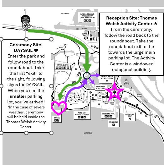 Map to the ceremony and reception locations within the park
