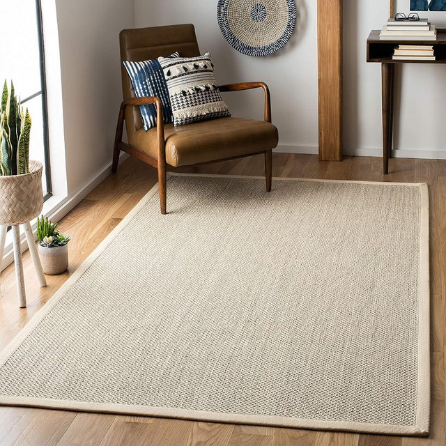 SAFAVIEH Natural Fiber Collection Accent Rug - 3' x 5', Marble & Beige, Border Sisal Design, Easy Care, Ideal for High Traffic Areas in Entryway, Living Room, Bedroom (NF143C)