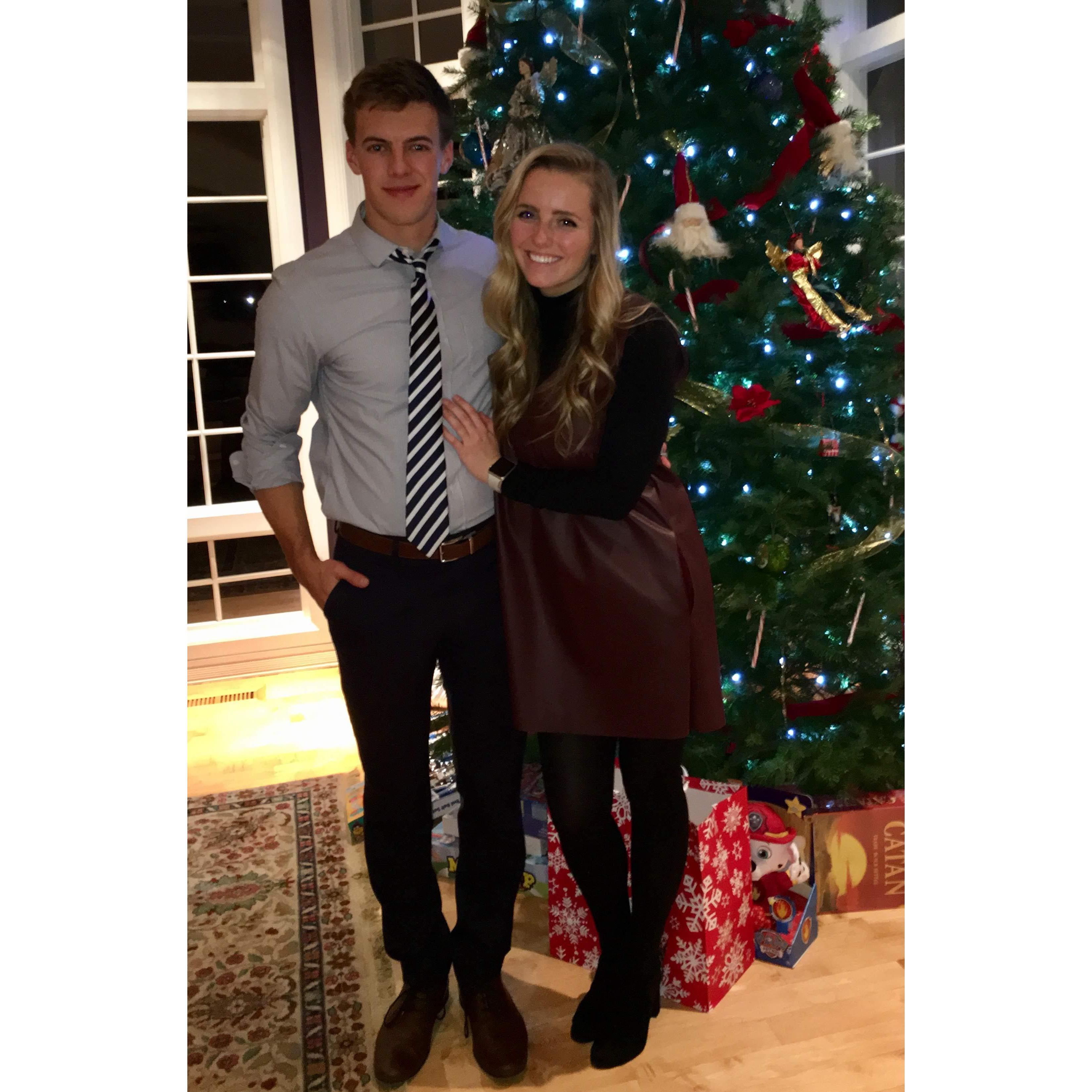 Our first legitimate photo together! Jack's company Christmas party, December 2017