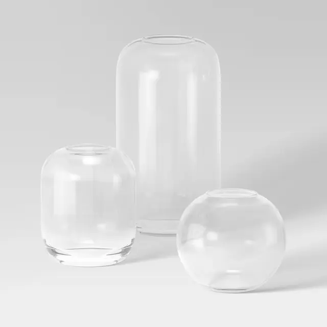 3pc Vase Set Glass Vase Set Clear - Room Essentials™
