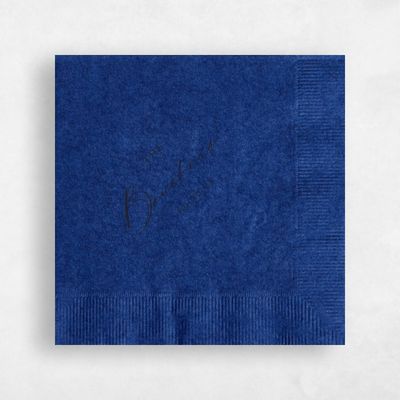 Navy, Blue Wedding Napkin - Slanted Script