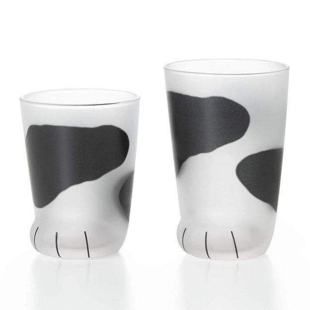 Aderia Pair Glass Parent kitten set Cat 8.1 fl oz (230 ml) Coconeco Cat Parent and Child Set with Gift Box, Made in Japan (Tabby)