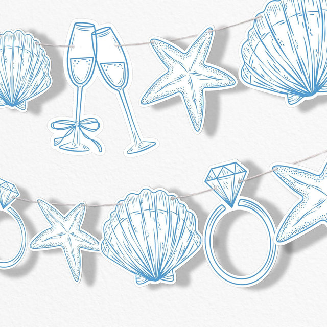 Big Dot of Happiness Last Toast on the Coast Banner, Beach Bridal or Bachelorette Party Decor, 30 Feet of Cord, 15 Double-Sided Beach Pieces