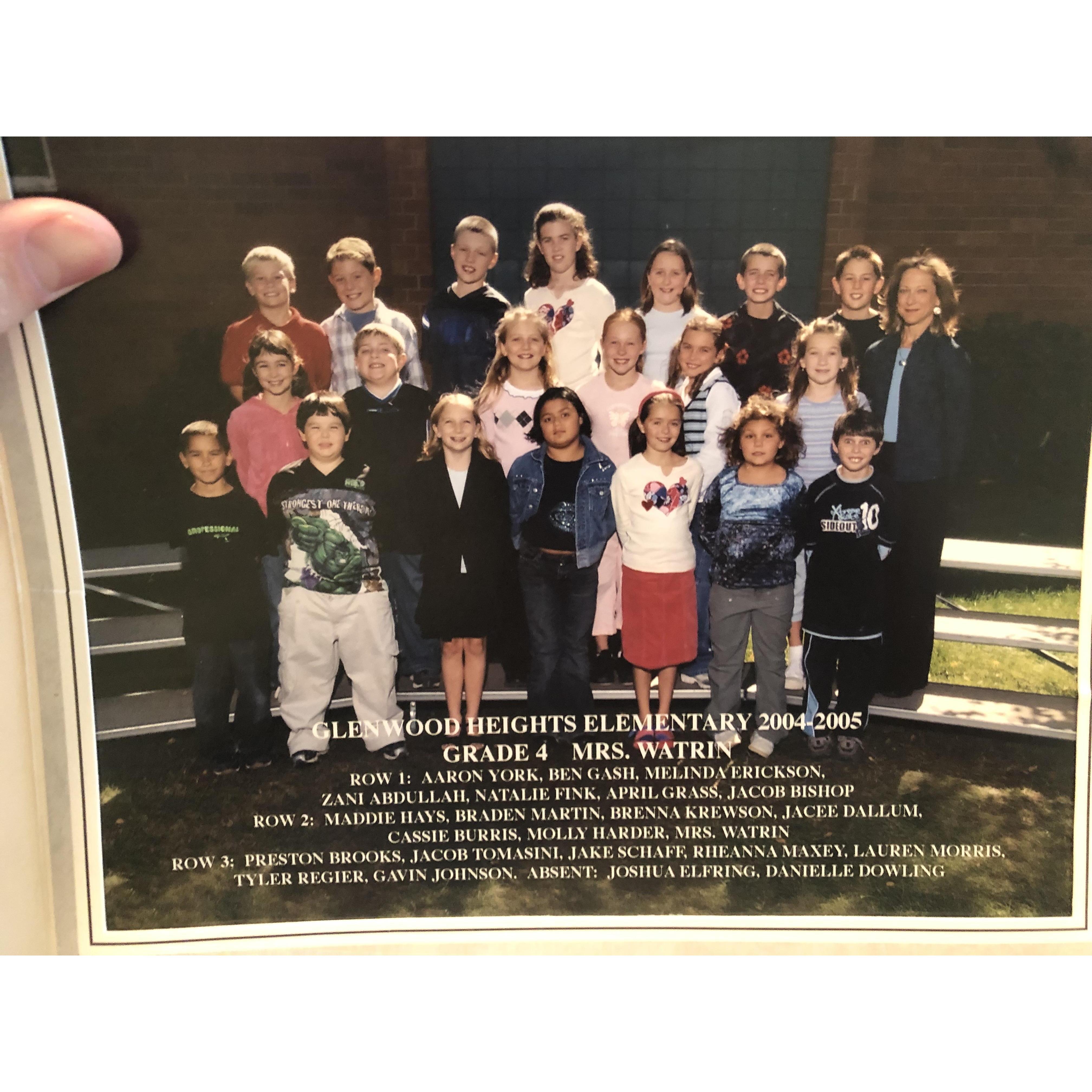 Our fourth grade class picture. Jake is third from the left in the back row. Maddie is on the far left in the second row.