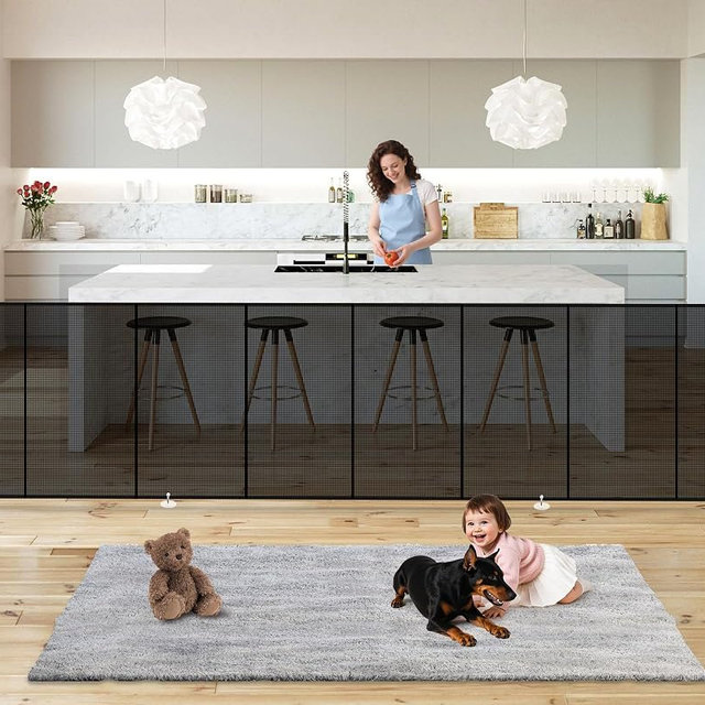 19.7ft Retractable Baby Gates Dog Gate - 236" Extra Wide Expandable Child Safety Gate,37" Tall Toddler Pet Mesh Gate with Reinforced Strips for Doorways,Stairs,Hallways,Outdoor & Indoor Large Openings