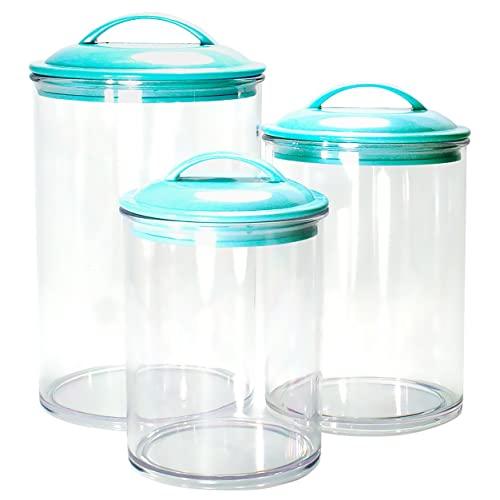 Calypso Basics by Reston Lloyd Acrylic Storage Canisters, Set of 3, Turquoise,11172