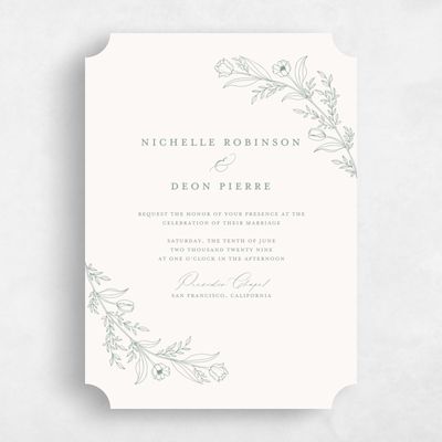 Beige Ticket Wedding Invitation - Seraphine Portrait