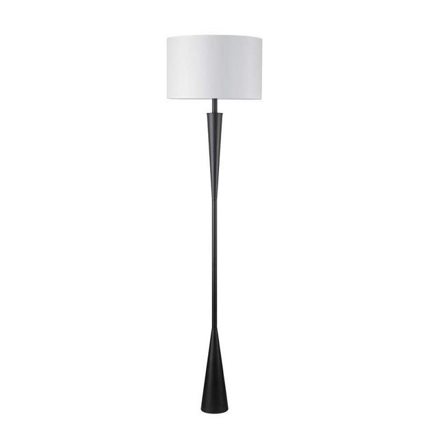 Globe Electric Novogratz x Globe Temple 70" Floor Lamp, Matte Black, White Fabric Shade, Socket Rotary Switch 67224, 70.6"